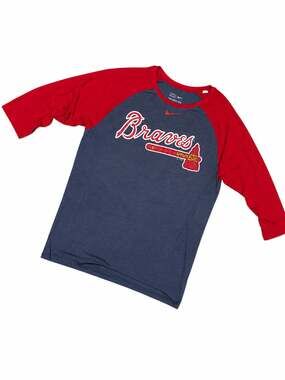 Nike Atlanta Braves 3/4-Sleeve Tri-Blend Raglan T-Shirt